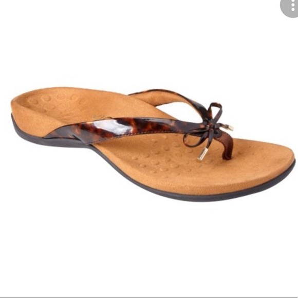 Vionic Bella II Orthopedic Comfort Bow Tie Slip On Sandals in Tortoise Size 8 - Picture 1 of 6